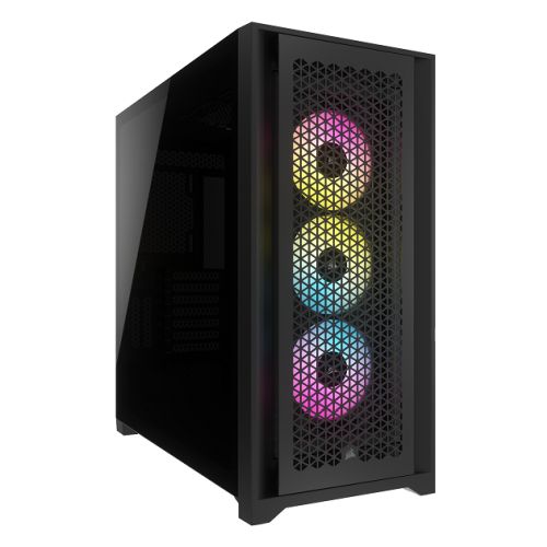 Corsair iCUE 5000D RGB Airflow Gaming Case w/ Glass Window, E-ATX, 3x AF120 RGB Fans, High-Airflow Front, USB-C, RGB Controller, Black