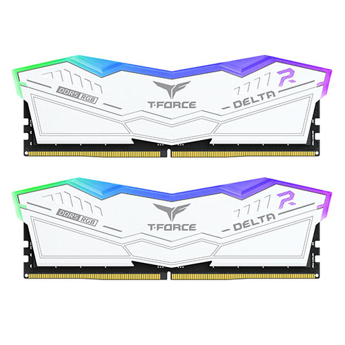 Team T-Force Delta RGB 32GB Kit (2 x 16GB), DDR5, 8000MHz (PC5-6400), CL38, ECC, AMD EXPO & XMP 3.0, PMIC, DIMM Memory, White
