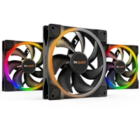 be quiet! Light Wings PWM Addressable RGB Fan Pack, 140mm, 1500RPM, 4-Pin PWM Fan & 3-Pin ARGB Connectors, Black Frame, Black Blades, ARGB Lighting on Front & Rear, Addressable RGB Hub Included