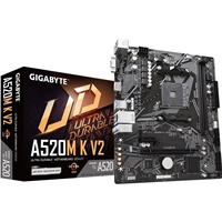 Gigabyte A520M K V2 Ultra Durable AMD AM4 Socket Motherboard, Micro-ATX, 2x DDR4 Slots, 1x M.2 Socket, GbE LAN, 1x D-Sub / 1x HDMI Port