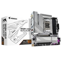 Gigabyte B650M AORUS ELITE AX ICE AMD AM5 Socket Motherboard, Micro-ATX, 4x DDR5 Slots, 2x M.2 Sockets, 2x USB-C Port, Fitted I/O Shield, 2.5GbE LAN, Wi-Fi 6E, 1x DisplayPort / 1x HDMI Port
