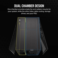 Corsair 2500X Mid-Tower Dual Chamber PC Case - Black, Tempered Glass, M-ATX Support, High Airflow Design, Cable Management, Dust Filters High Airflow Design - Image 8