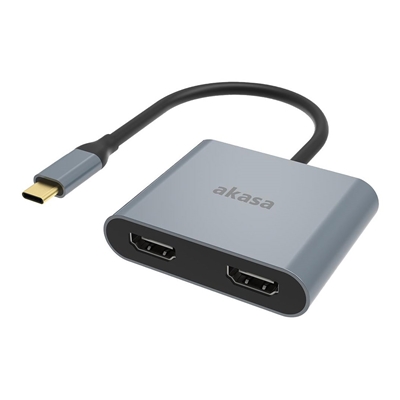Akasa AK-CBCA26-18BK USB Type-C to Dual HDMI MST Adapter, 4K@60Hz Single Output, 4K@30Hz Dual Output - Image 3