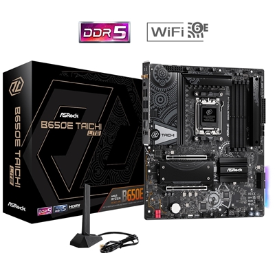 ASRock B650E Taichi Lite AMD AM5 Socket Motherboard, E-ATX, 4x DDR5 Slots, 4x M.2 Sockets, 2x USB-C Port, Fitted I/O Shield, 2.5GbE LAN, Wi-Fi 6E, 1x HDMI Port - Image 3