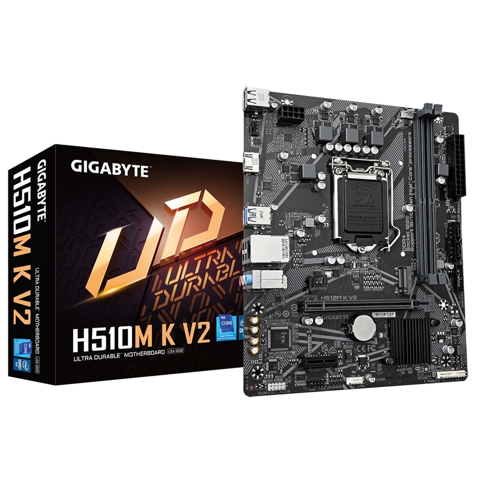 Gigabyte H510M K V2 Ultra Durable Intel 1200 Socket Motherboard, Micro-ATX, 2x DDR4 Slots, 1x M.2 Socket, GbE LAN, 1x HDMI Port - Image 4