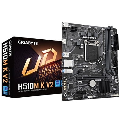 Gigabyte H510M K V2 Ultra Durable Intel 1200 Socket Motherboard, Micro-ATX, 2x DDR4 Slots, 1x M.2 Socket, GbE LAN, 1x HDMI Port - Image 3
