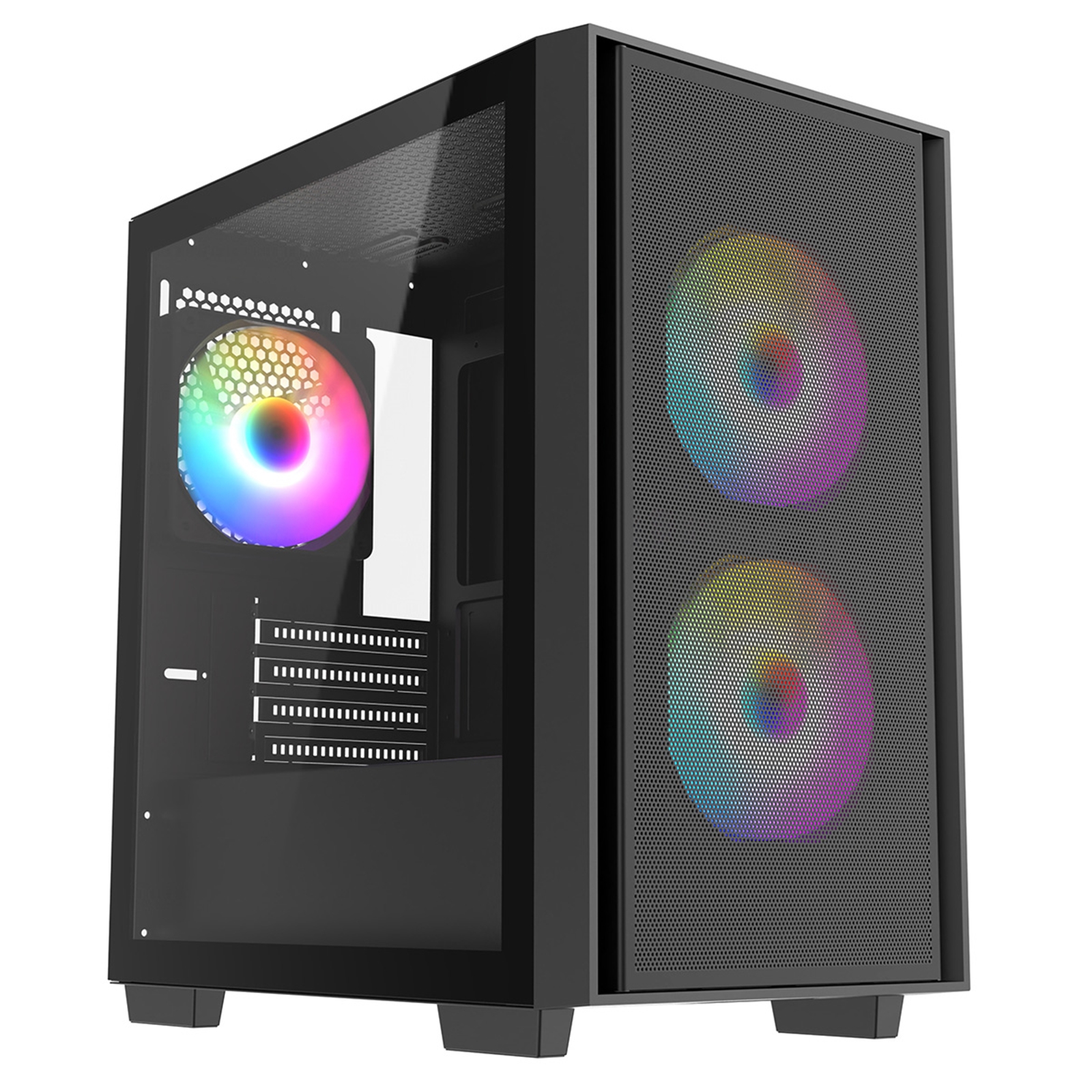 CRONUS Atlas Case, Gaming, Black, Micro Tower, 1 x USB 3.0 / 2 x USB 2.0, Tempered Glass Side Window Panel, Addressable RGB LED Fans, Micro ATX, Mini-ITX - Image 4