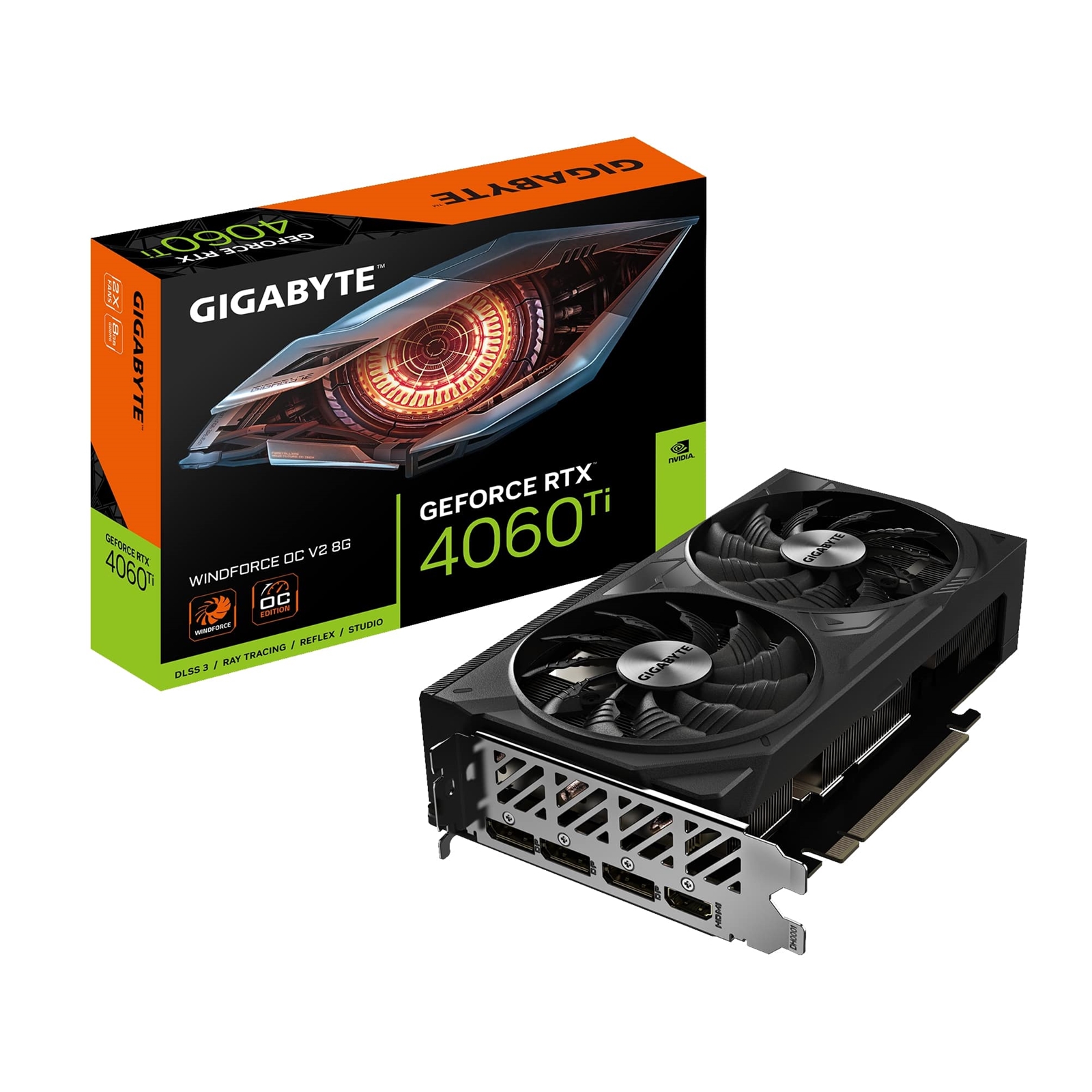 Gigabyte NVIDIA GeForce RTX 4060 Ti WINDFORCE OC V2 8G Graphics Card, 8GB GDDR6, 4352 CUDA Cores, 2550 MHz Core Clock, Dual Fan, 3x DisplayPorts / 1x HDMI Port - Image 4