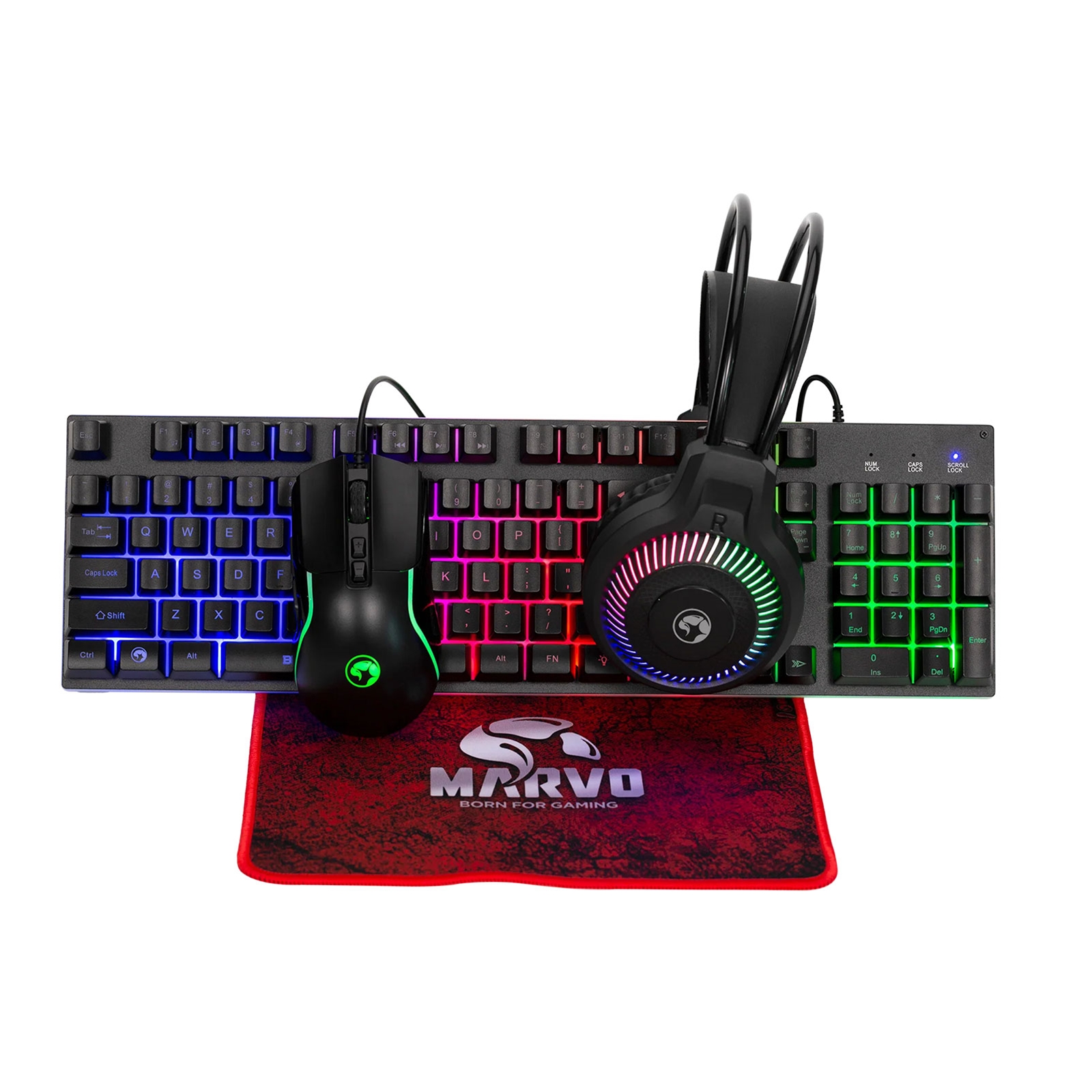 Marvo Scorpion CM416 Loot 40 4-in-1 Gaming Bundle, Wired Keyboard, Mouse, Headset and Mouse Pad, UK Layout - Image 3