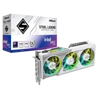 ASRock Intel Arc B580 Steel Legend 12GB OC Graphics Card, 12GB GDDR6, 2800 MHz Base Clock, Dual Fan, White, RGB, 3x DisplayPorts / 1x HDMI Port
