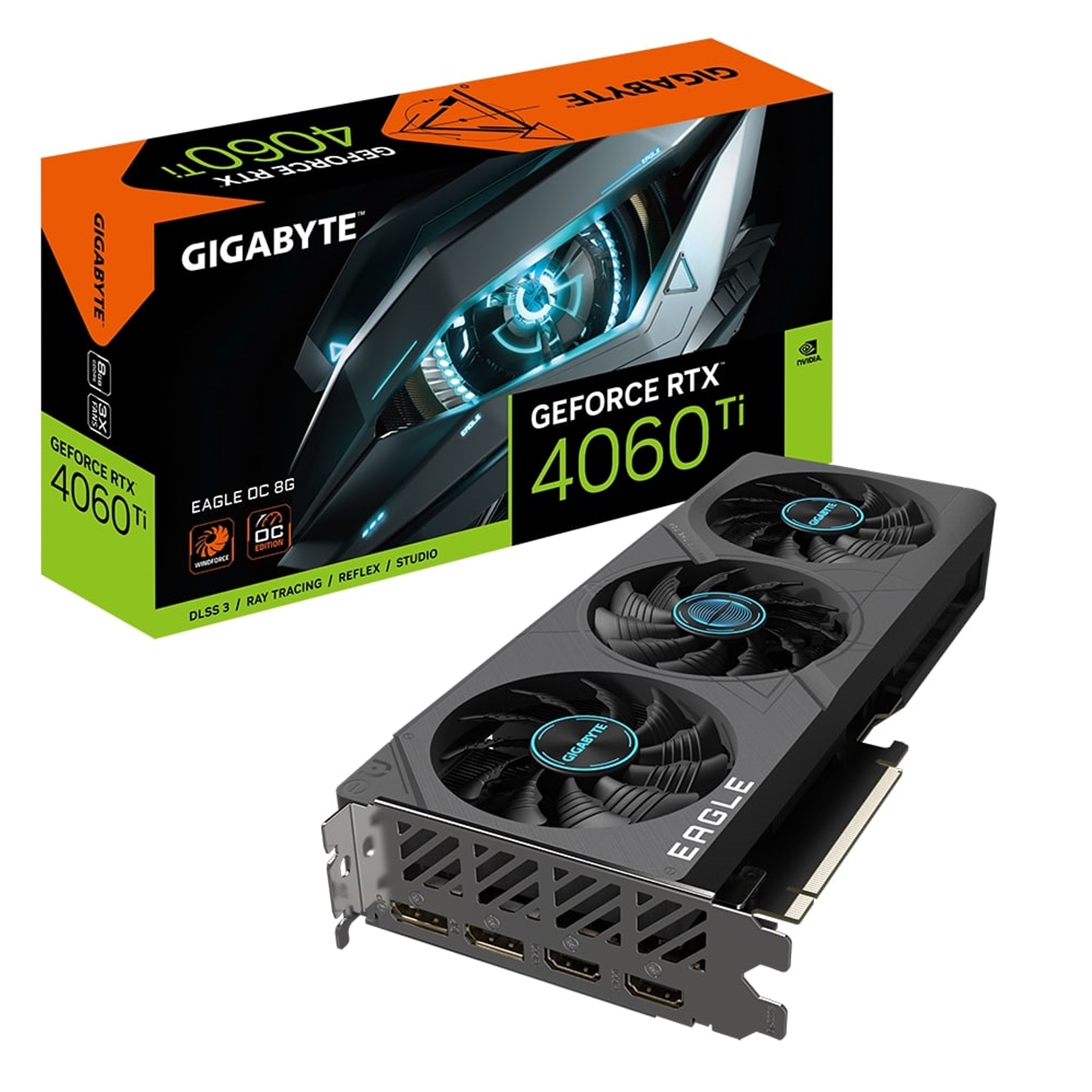 Gigabyte NVIDIA GeForce RTX 4060 Ti EAGLE OC 8G Graphics Card, 8GB GDDR6, 4352 CUDA Cores, 2550 MHz Core Clock, Triple Fan, 2x DisplayPorts / 2x HDMI Ports - Image 3