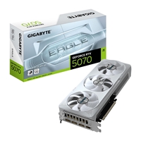 Gigabyte NVIDIA GeForce RTX 5070 EAGLE OC ICE SFF 12G Graphics Card, 12GB GDDR7, 6144 CUDA Cores, 2587 MHz Core Clock, Triple Fan, White, 3x DisplayPorts / 1x HDMI Port
