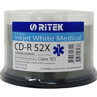 Ritek Medical Pro 50PK CD-R 52X 700MB/80Min (Directive 93/44/EEC and DICOM Compliance)