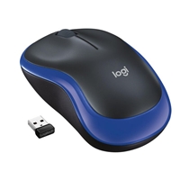 Logitech M185 Wireless Mouse, 2.4GHz with USB Mini Receiver, 12-Month Battery Life, 1000 DPI Optical Tracking, Ambidextrous, Compatible with PC, Mac, Laptop, Black and Blue