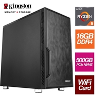 AMD Ryzen 5 5500GT 6 Core 12 Threads 3.60GHz (4.40GHz Boost) 16GB Kingston DDR4 RAM, 500GB Kingston NVMe, with Wi-Fi 6 + BT Card - Stylish Black Antec Case - Pre-Built System - Image 2