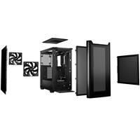 be quiet! Pure Base 501 Case, Airflow Black, Mid Tower, 2 x USB Type-A, 1 x USB Type-C, 2 x Pure Wings 2 140mm Black PWM Fans Included, Sleek front panel and airflow top cover for a unified, classic design. - Image 7