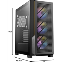 ANTEC P20C ARGB Case, Gaming, Black, Mid Tower, 2x USB 3.0, 1x USB Type-C 3.2 Gen2, Audio In/Out, 4mm Tempered Glass Side Panel, Unique Metal Mesh Panel, High Airflow Design, 3x 120mm ARGB Fans, E-ATX, ATX, Micro-ATX, ITX - Image 5