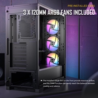 ANTEC P20C ARGB Case, Gaming, Black, Mid Tower, 2x USB 3.0, 1x USB Type-C 3.2 Gen2, Audio In/Out, 4mm Tempered Glass Side Panel, Unique Metal Mesh Panel, High Airflow Design, 3x 120mm ARGB Fans, E-ATX, ATX, Micro-ATX, ITX - Image 6