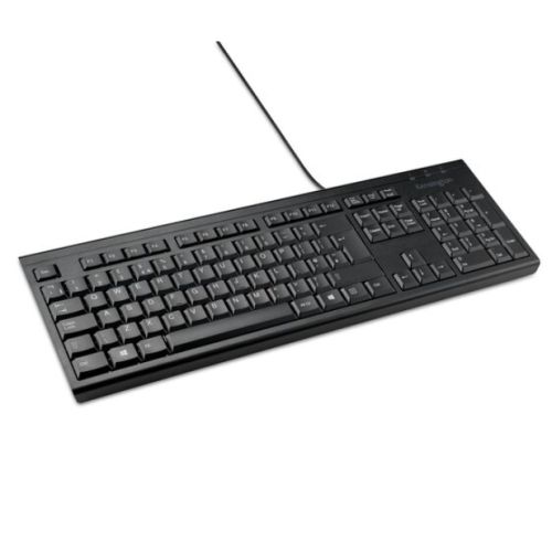 Kensington KB100 EQ Wired USB Keyboard, Tactile Keys, Spill-Proof, Black