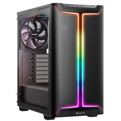 be quiet! Pure Base 501 DX Case, Airflow Window Black, Mid Tower, 2 x USB Type-A, 1 x USB Type-C, 3 x Pure Wings 3 140mm Black PWM Fans Included, Dynamic case front design with elegant ARGB lighting inside and outside of the case - Image 3