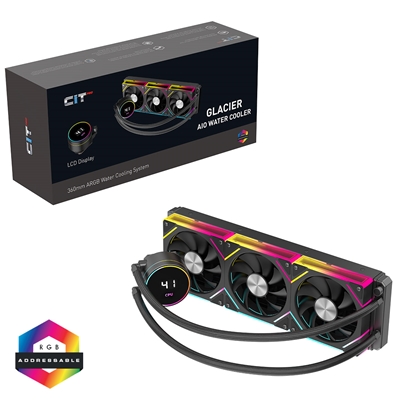 CiT Pro Glacier 360mm Black ARGB Watercooler with Temperature Display - High-Performance AIO CPU Cooling with Infinity PWM Fans & Sync Lighting. - Image 3