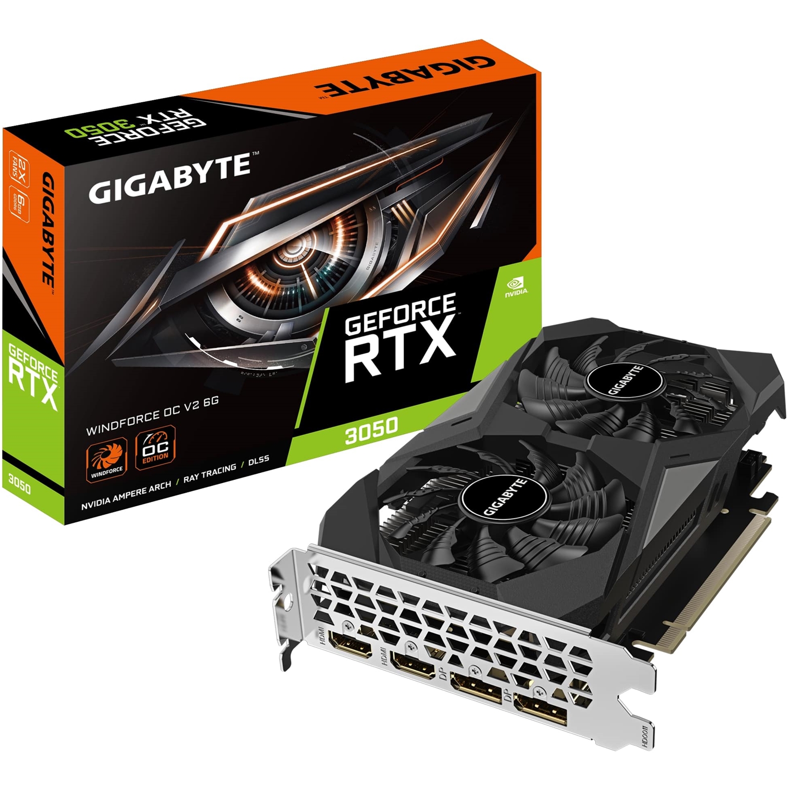 Gigabyte NVIDIA GeForce RTX 3050 WINDFORCE OC V2 6G Graphics Card, 6GB GDDR6, 2304 CUDA Cores, 1477 MHz Core Clock, Dual Fan, 2x DisplayPorts / 2x HDMI Ports - Image 4