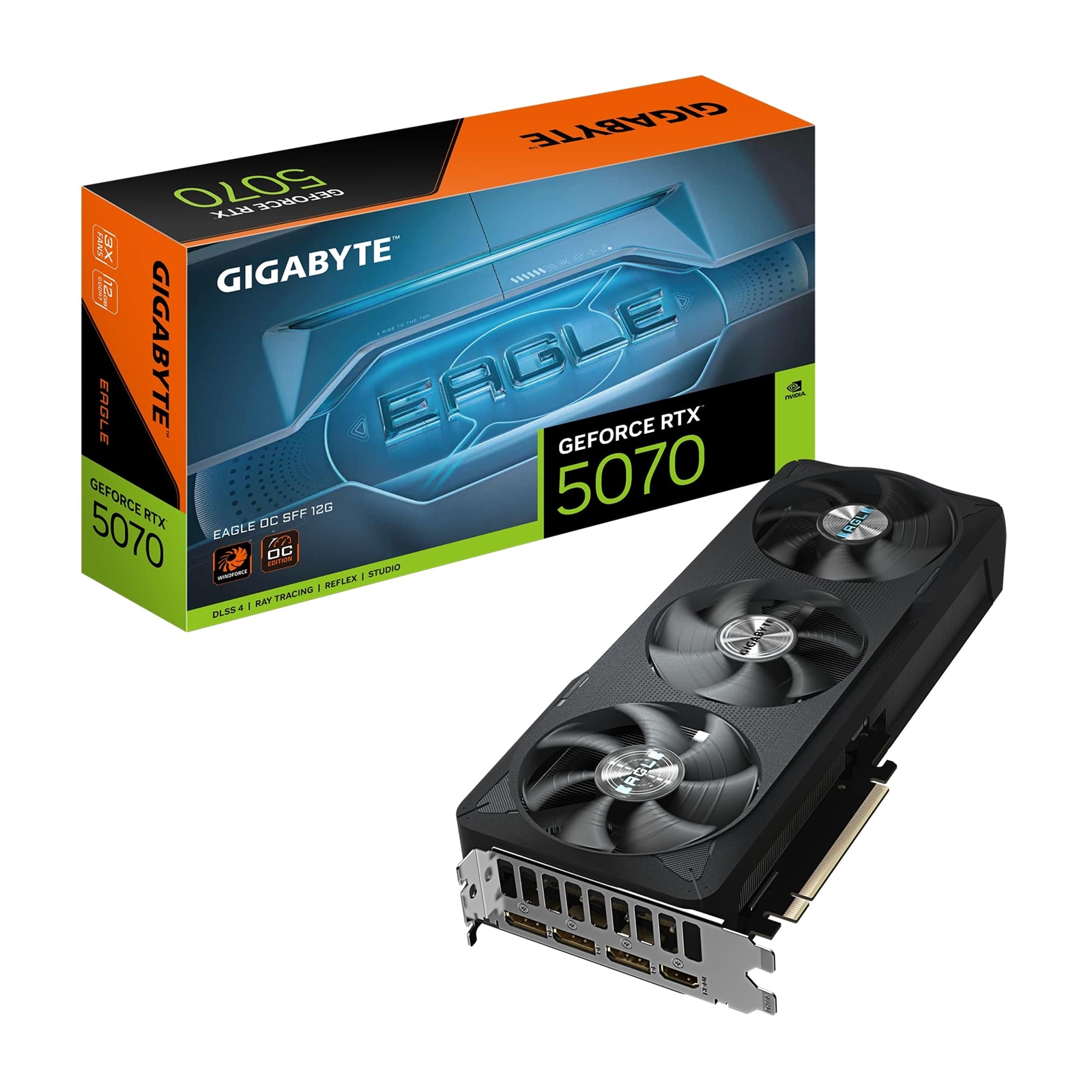 Gigabyte NVIDIA GeForce RTX 5070 EAGLE OC SFF 12G Graphics Card, 12GB GDDR7, 6144 CUDA Cores, 2587 MHz Core Clock, Triple Fan, 3x DisplayPorts / 1x HDMI Port - Image 4