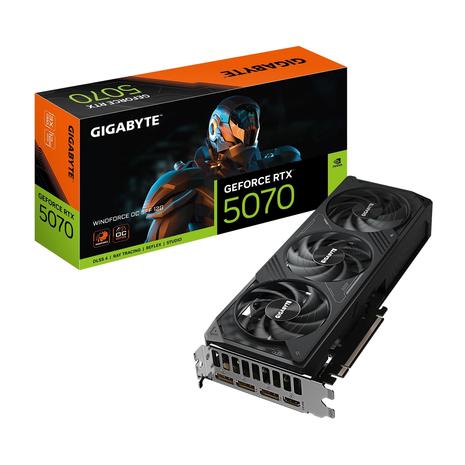 Gigabyte NVIDIA GeForce RTX 5070 WINDFORCE OC SFF 12G Graphics Card, 12GB GDDR7, 6144 CUDA Cores, 2542 MHz Core Clock, Triple Fan, 2x DisplayPorts / 2x HDMI Ports - Image 4