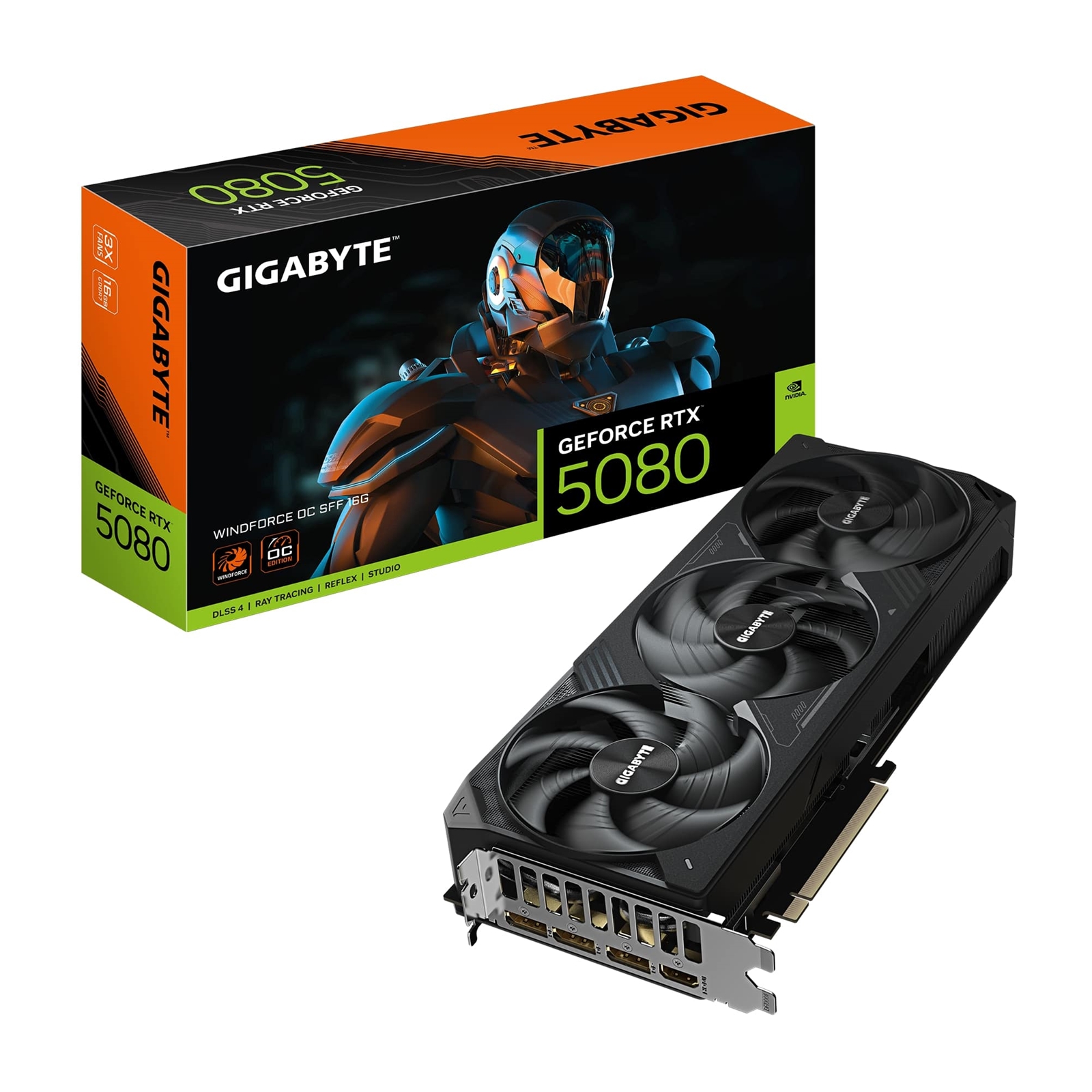 Gigabyte NVIDIA GeForce RTX 5080 WINDFORCE OC SSF 16G Graphics Card, 16GB GDDR7, 10752 CUDA Cores, 2670 MHz Core Clock, Triple Fan, 3x DisplayPorts / 1x HDMI Port - Image 4