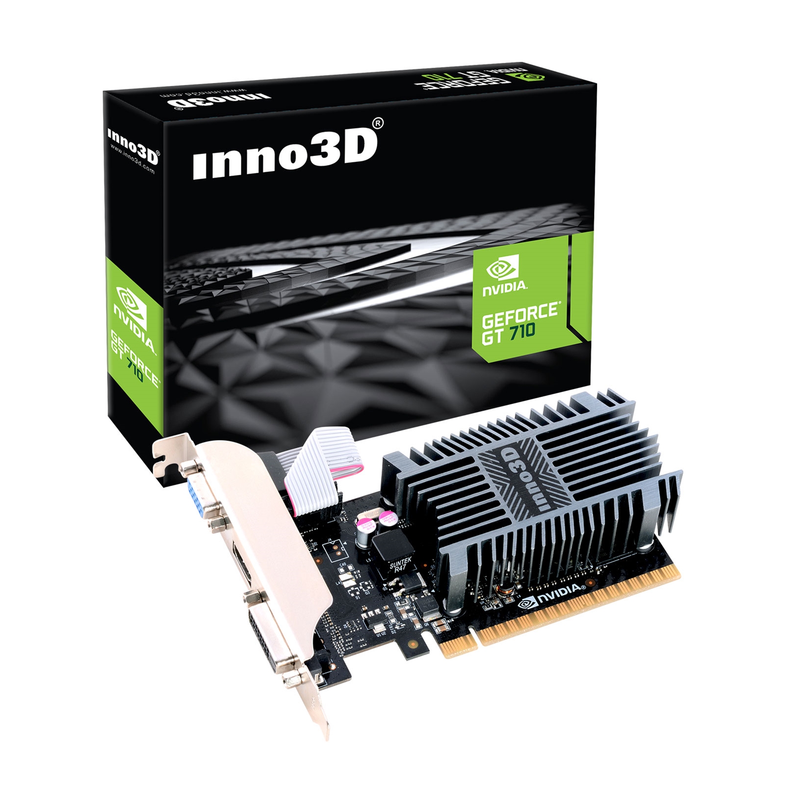 Inno3D NVIDIA GeForce GT 710 2GB SDDR3 LP Graphics Card, 2GB SDDR3, 192 CUDA Cores, 594 MHz Base Clock, Passive Cooling, 1x DVI-D / 1x HDMI Port / 1x VGA - Image 4