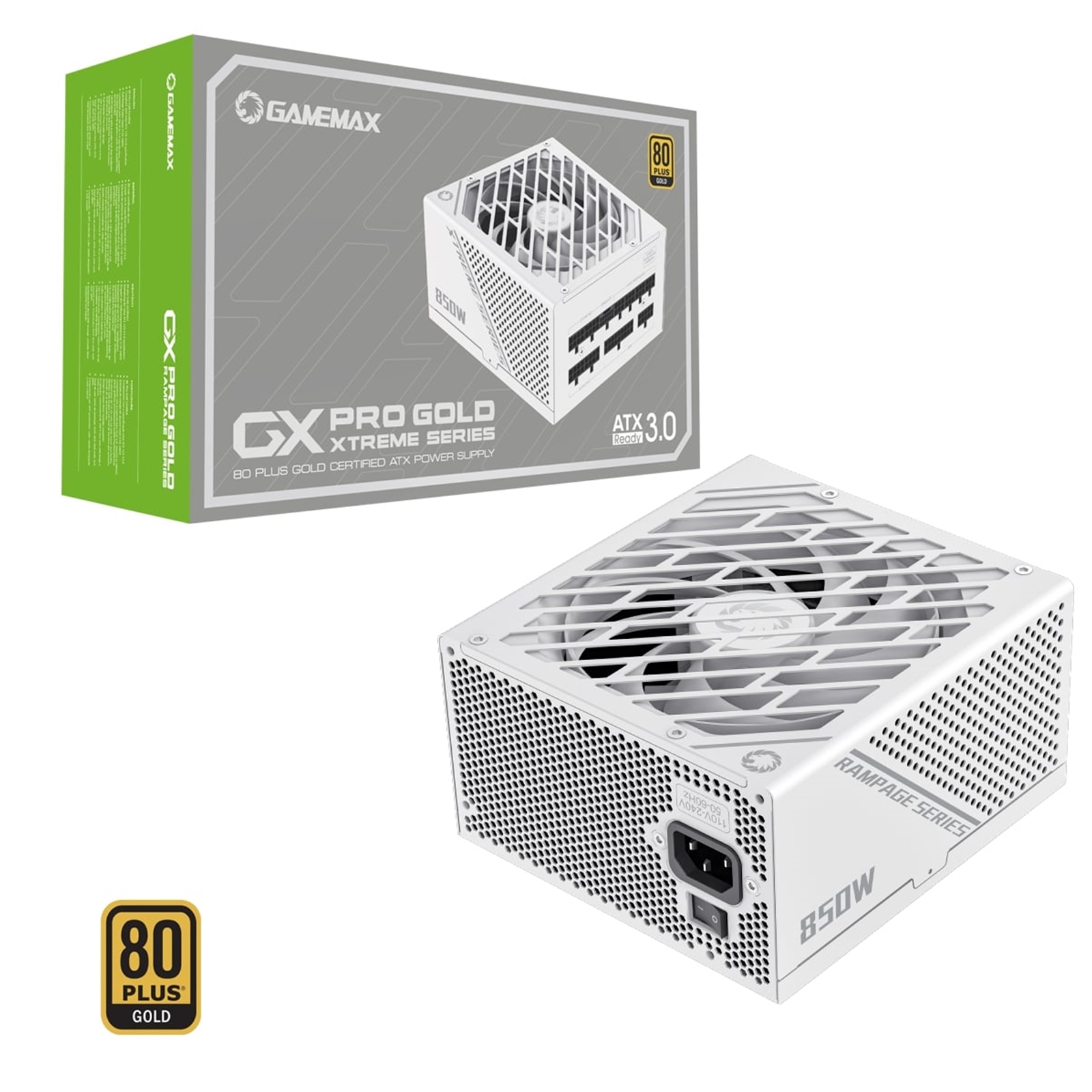 GAMEMAX GX-850W Pro Modular 80 Plus Gold ATX3.0 PCIe 5.0 White PSU With 135mm FDB Fan - Image 4