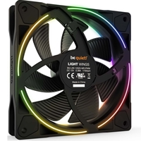 be quiet! Light Wings PWM Addressable RGB Fan Pack, 120mm, 1700RPM, 4-Pin PWM Fan & 3-Pin ARGB Connectors, Black Frame, Black Blades, ARGB Lighting on Front & Rear, Addressable RGB Hub Included - Image 7