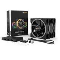 be quiet! Light Wings PWM Addressable RGB Fan Pack, 120mm, 1700RPM, 4-Pin PWM Fan & 3-Pin ARGB Connectors, Black Frame, Black Blades, ARGB Lighting on Front & Rear, Addressable RGB Hub Included - Image 9
