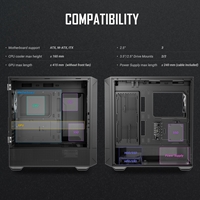ANTEC NX416L Case, Gaming, Black, Mid Tower, 1 x USB 3.0 / 2 x USB Type-C, Tempered Glass Side Window Panel, Addressable RGB LED Fans, ATX, Micro ATX, ITX - Image 5