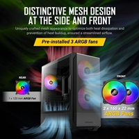 ANTEC NX416L Case, Gaming, Black, Mid Tower, 1 x USB 3.0 / 2 x USB Type-C, Tempered Glass Side Window Panel, Addressable RGB LED Fans, ATX, Micro ATX, ITX - Image 8