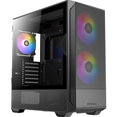 ANTEC NX416L Case, Gaming, Black, Mid Tower, 1 x USB 3.0 / 2 x USB Type-C, Tempered Glass Side Window Panel, Addressable RGB LED Fans, ATX, Micro ATX, ITX - Image 2