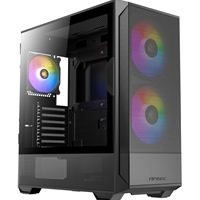 ANTEC NX416L Case, Gaming, Black, Mid Tower, 1 x USB 3.0 / 2 x USB Type-C, Tempered Glass Side Window Panel, Addressable RGB LED Fans, ATX, Micro ATX, ITX