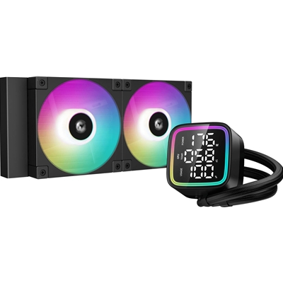 DeepCool LD 240 AIO Liquid CPU Cooler, Universal Socket, 240mm Radiator, PWM 2400RPM Cooling Fans, Addressable RGB LED Lighting, Fully Customizable Infinity Mirror Cap Design, Digital Display, - Image 3