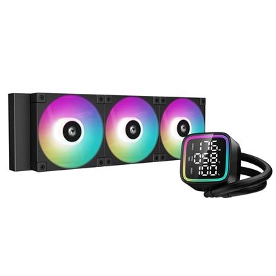 DeepCool LD 360 AIO Liquid CPU Cooler, Universal Socket, 360mm Radiator, PWM 2400RPM Cooling Fans, Addressable RGB LED Lighting, Fully Customizable Infinity Mirror Cap Design, Digital Display, - Image 3