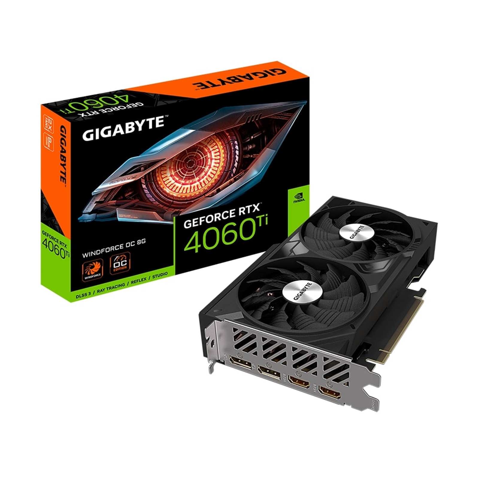 Gigabyte NVIDIA GeForce RTX 4060 Ti WINDFORCE OC 8GB GDDR6 Graphics Card, 4352 CUDA Cores, 2550 MHz Core Clock, Dual Fan, 2x DisplayPorts / 2x HDMI Ports - Image 3