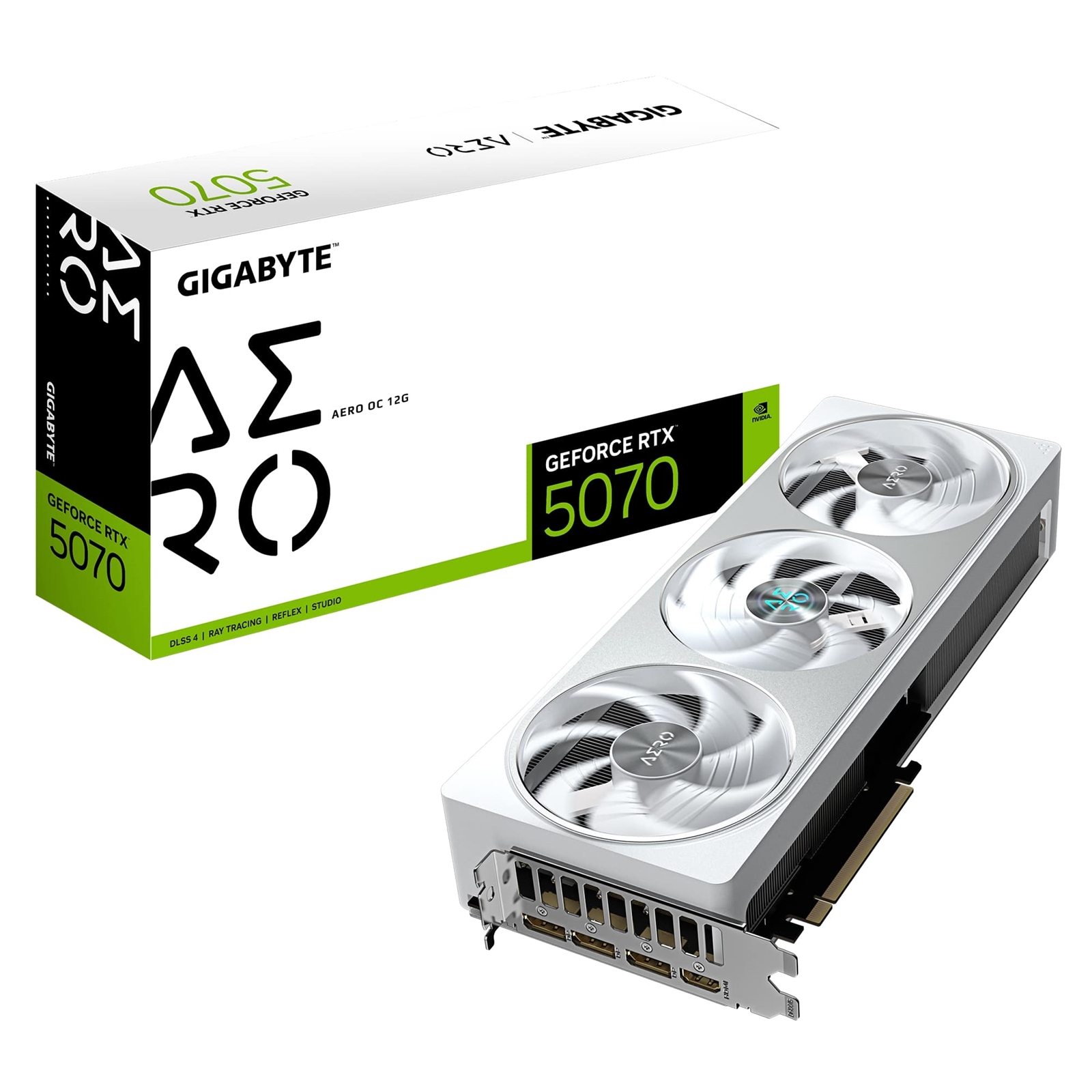 Gigabyte NVIDIA GeForce RTX 5070 AERO OC 12G Graphics Card, 12GB GDDR7, 6144 CUDA Cores, 2625 MHz Core Clock, Triple Fan, White, RGB, 3x DisplayPorts / 1x HDMI Port - Image 3