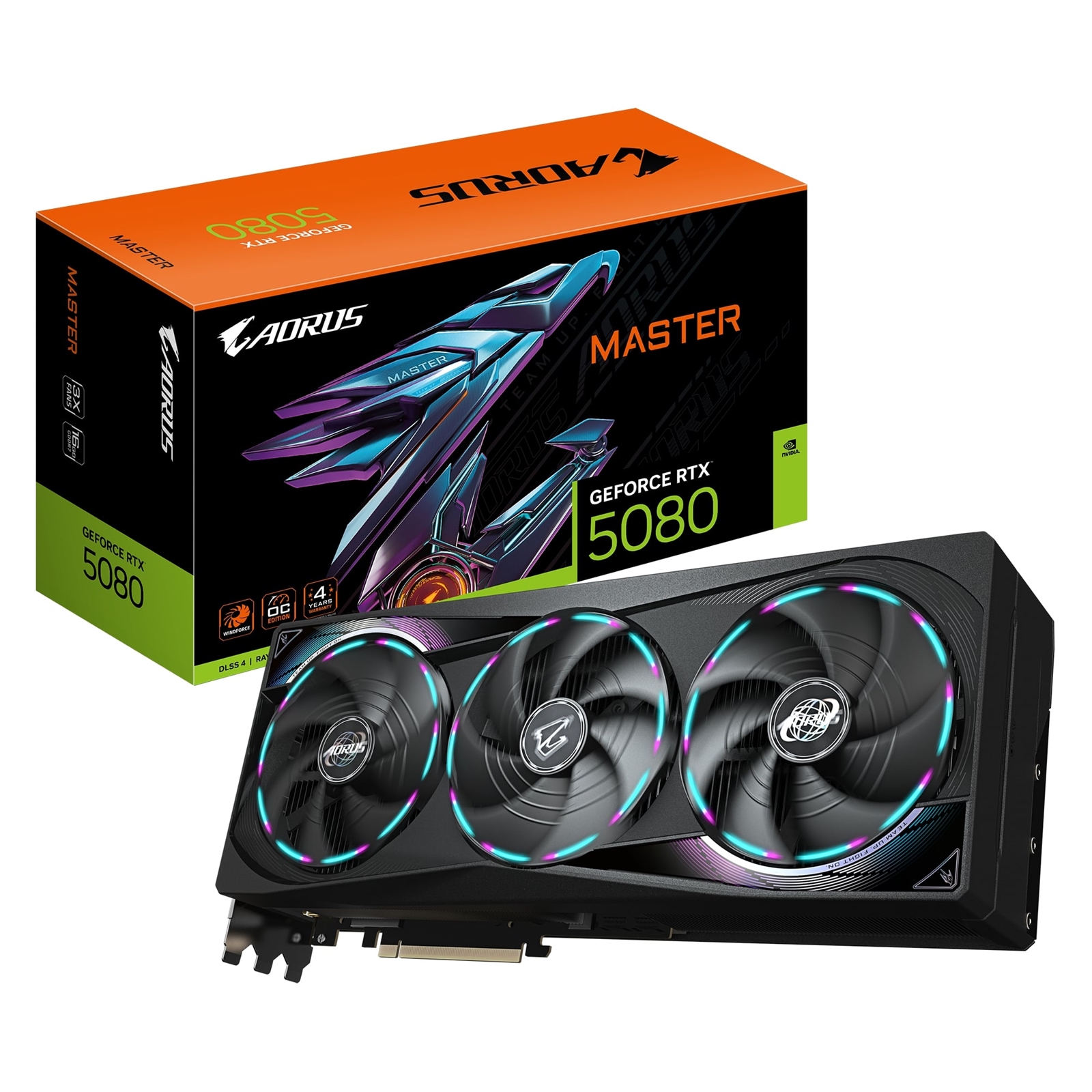 Gigabyte NVIDIA GeForce RTX 5080 AORUS MASTER 16G Graphics Card, 16GB GDDR7, 10752 CUDA Cores, 2805 MHz Core Clock, Triple Fan, RGB, 3x DisplayPorts / 1x HDMI Port - Image 3