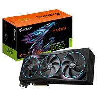 Gigabyte NVIDIA GeForce RTX 5080 AORUS MASTER 16G Graphics Card, 16GB GDDR7, 10752 CUDA Cores, 2805 MHz Core Clock, Triple Fan, RGB, 3x DisplayPorts / 1x HDMI Port