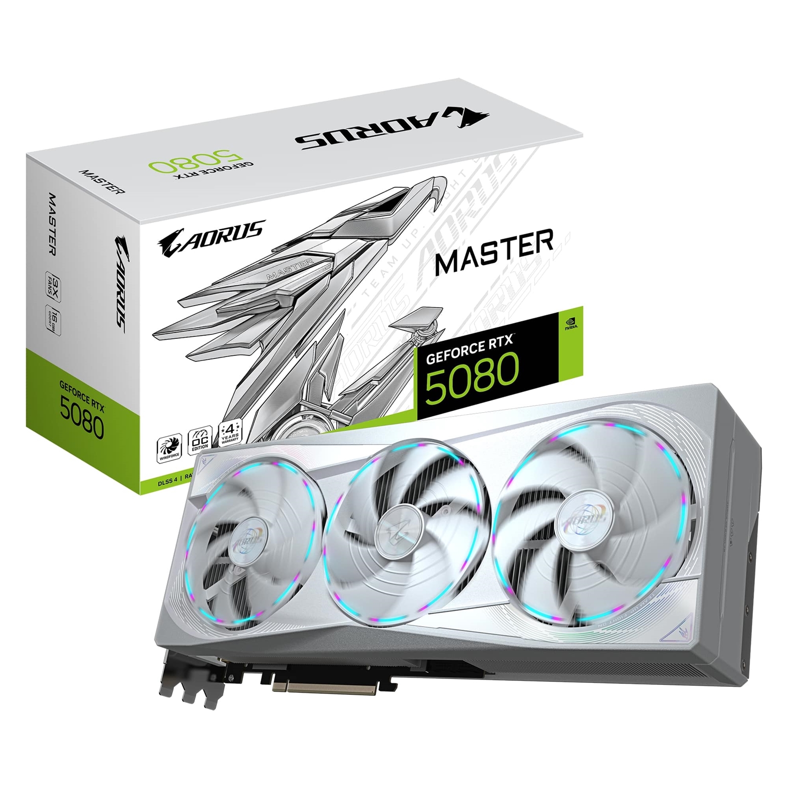 Gigabyte NVIDIA GeForce RTX 5080 AORUS MASTER ICE 16G Graphics Card, 16GB GDDR7, 10752 CUDA Cores, 2805 MHz Core Clock, Triple Fan, White, RGB, 3x DisplayPorts / 1x HDMI Port - Image 3