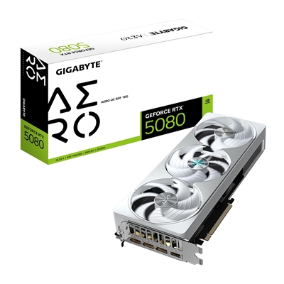 Gigabyte NVIDIA GeForce RTX 5080 AERO OC SFF 16G Graphics Card, 16GB GDDR7, 10752 CUDA Cores, 2730 MHz Core Clock, Triple Fan, White, RGB, 3x DisplayPorts / 1x HDMI Port - Image 2