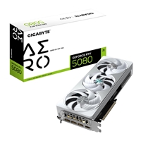 Gigabyte NVIDIA GeForce RTX 5080 AERO OC SFF 16G Graphics Card, 16GB GDDR7, 10752 CUDA Cores, 2730 MHz Core Clock, Triple Fan, White, RGB, 3x DisplayPorts / 1x HDMI Port