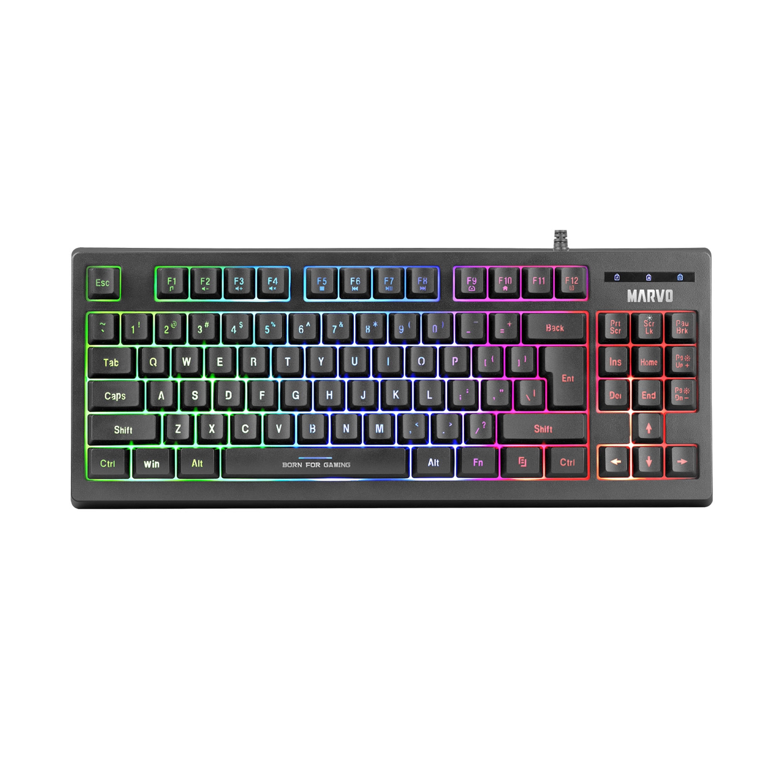 Marvo Scorpion K607 80% TKL Layout Multimedia USB 2.0 Wired 3 Colour Backlit Gaming Keyboard - Image 4