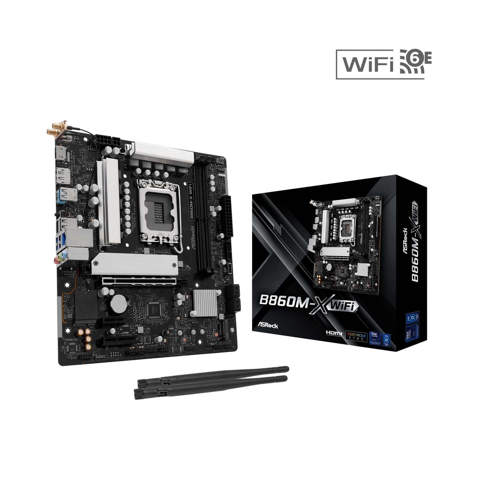 ASRock B860M-X WiFi Intel 1851 Socket Motherboard, Micro-ATX, 2x DDR5 Slots, 2x M.2 Sockets, 2x USB-C Port, 2.5GbE LAN, Wi-Fi 6E, 1x DisplayPort / 1x HDMI Port - Image 4