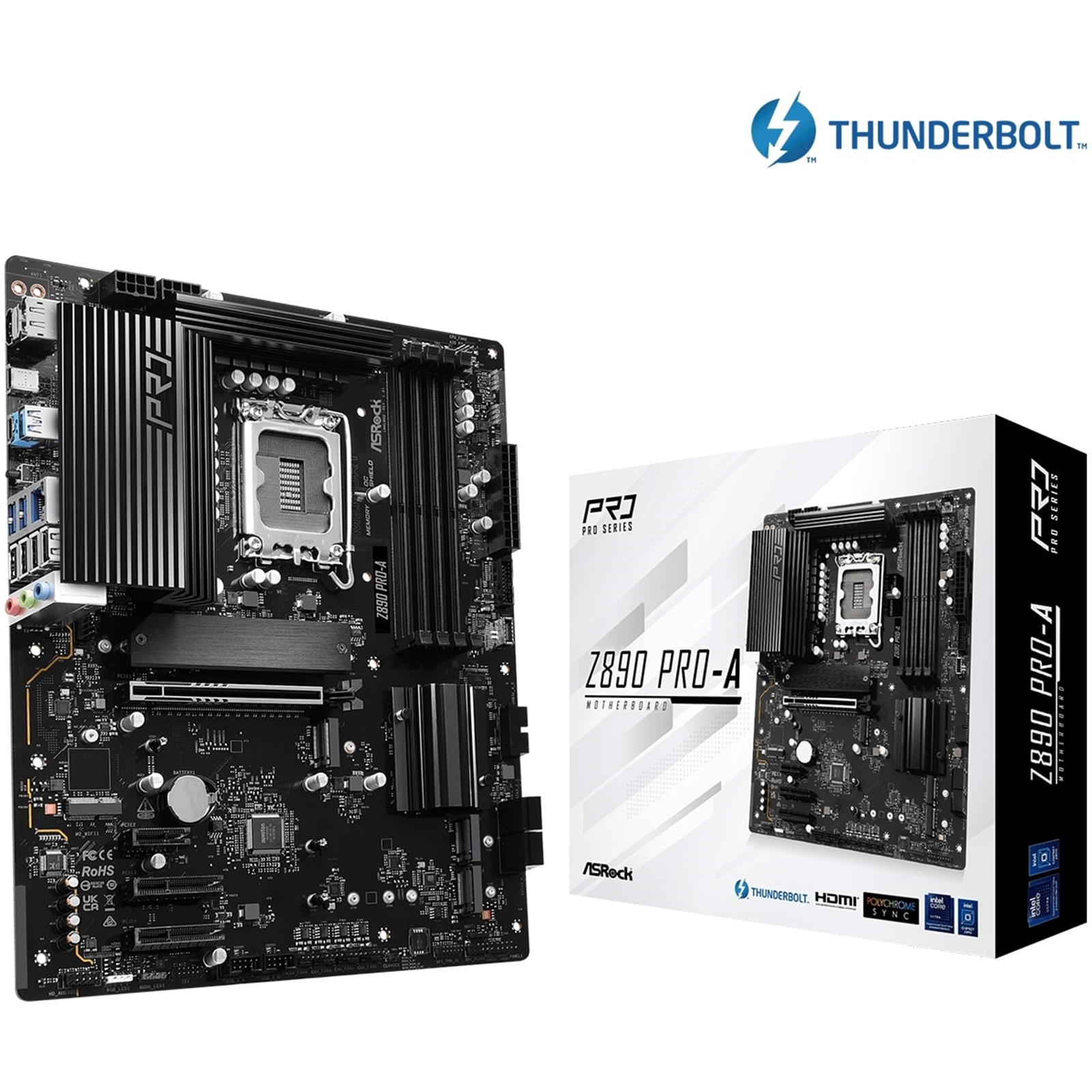 ASRock Z890 PRO-A Intel 1851 Socket Motherboard, ATX, 4x DDR5 Slots, 4x M.2 Sockets, 3x USB-C Port, 2.5GbE LAN, 1x DisplayPort / 1x HDMI / 1x USB-C (USB4) - Image 2