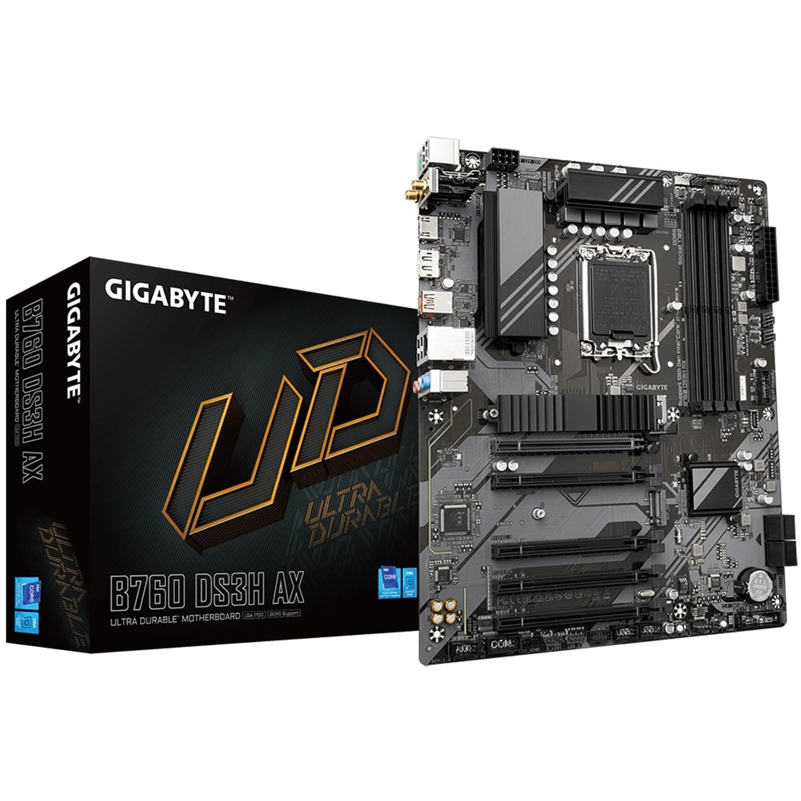 Gigabyte B760 DS3H AX Ultra Durable Intel 1700 Socket Motherboard, ATX, 4x DDR5 Slots, 2x M.2 Sockets, 2x USB-C Port, Fitted I/O Shield, GbE LAN, Wi-Fi 6E, 1x DisplayPort / 1x HDMI Port - Image 4